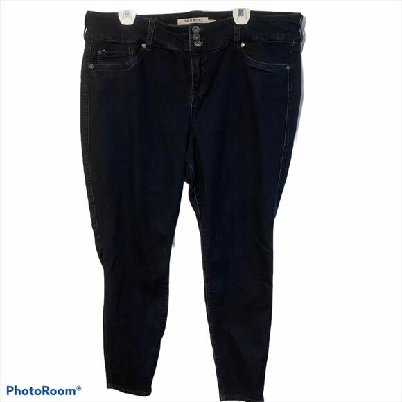 TORRID Jeans Womens Size 22 Super Stretch Jeggings 22R Black High Waisted Mom - Picture 1 of 5